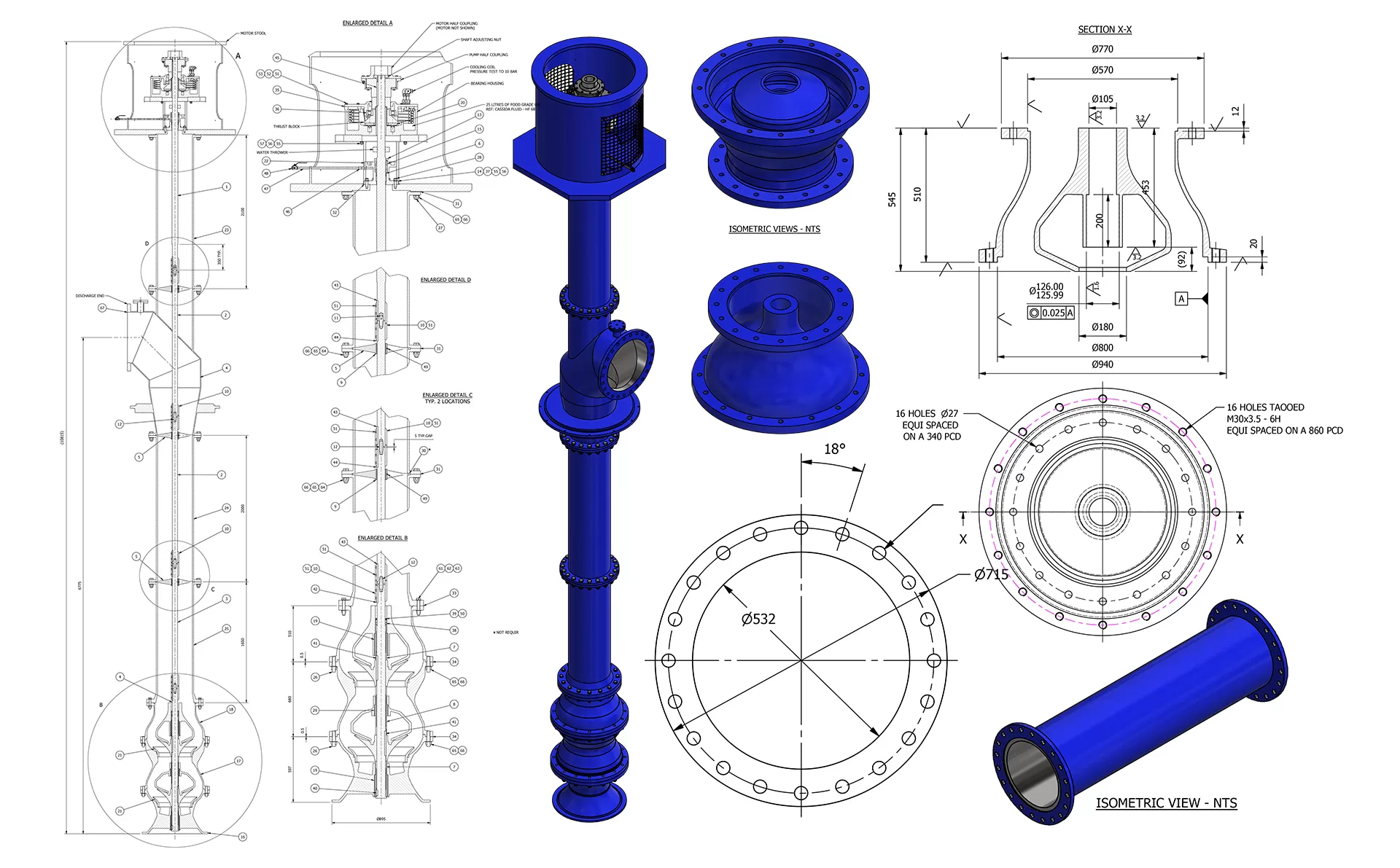 Various CAD pump cross sections